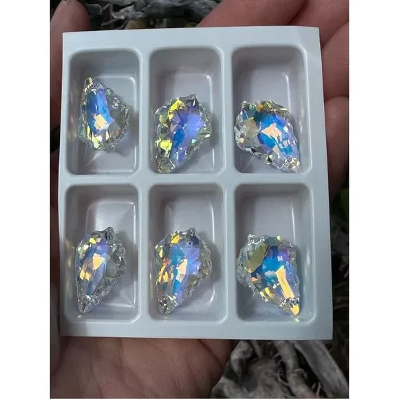 Handmade Austrian Crystal Aurora Borealis Pendant Sterling Silver Chain Necklace - Picture 9 of 11